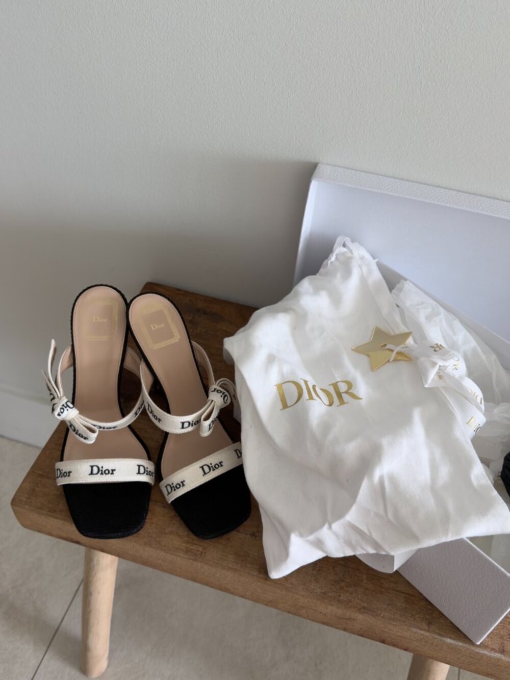 Christain Dior Heeled Sandal with J'Adior Straps Black Embroidered Cotton, 39.5 - Picture 9 of 13